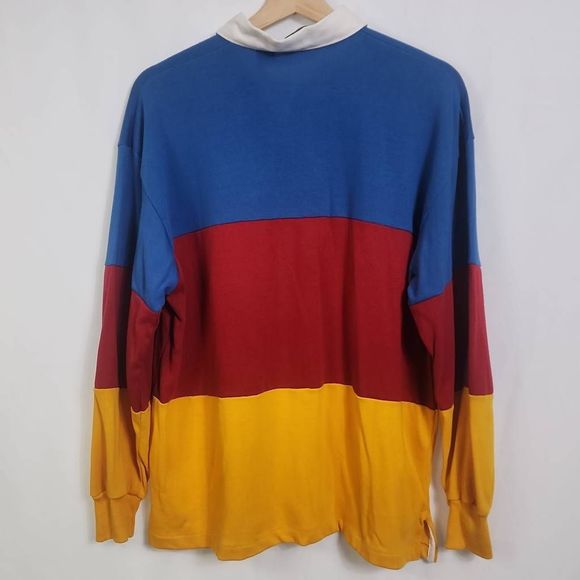 Vintage Shirts Vintage Rugby Shirt Red Blue Yellow Stripe 8s Preppy